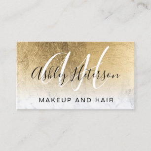 Makeup monogrammat fotfolie av guld visitkort