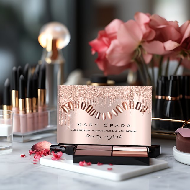 Makeup Nagel ManiboyRo Guld Spark Confetti Visitkort (Skapare uppladdad)