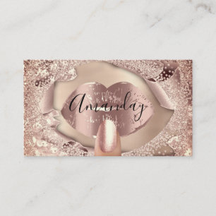 Makeup Nagel Ro Kiss Läppar Kiss Guld Glitter QRCo Visitkort
