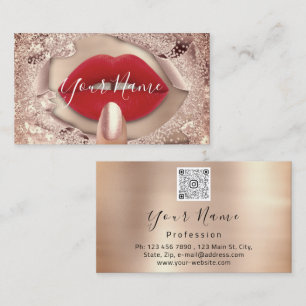 Makeup Nagel Ro Kiss Red Läppar QR Code Logotyp Visitkort