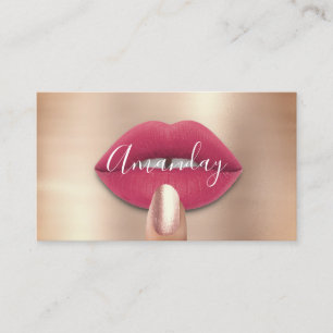 Makeup Nagel Ro Rosa Kiss Läppar Logotyp QR-kod Visitkort