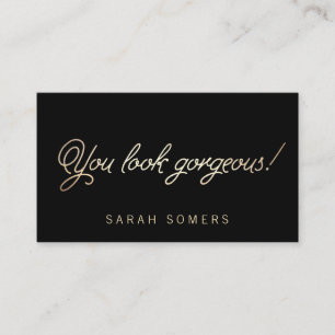 Makeup och Hair Stylist Guld Script Beauty Visitkort