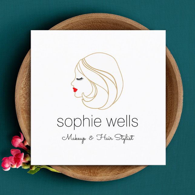 Makeup och Hair Stylist, Lash Girl Fyrkantigt Visitkort (Skapare uppladdad)