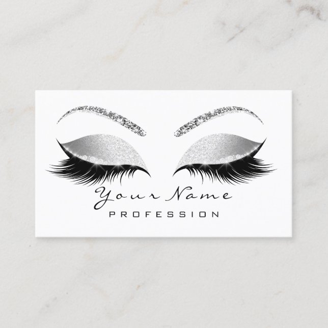 Makeup Öga Lash Vax Silver grå avtalskort Tidsbeställning Kort (Framsida)