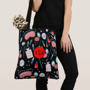Makeup, Parfym, Cosmetics Tote Bag MONOGRAM Black Tygkasse