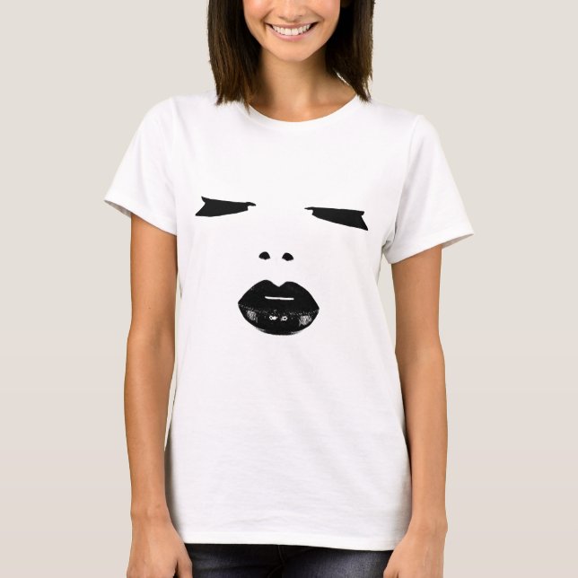 makeup pop art öga lash black lipstick läppar t shirt (Framsida)