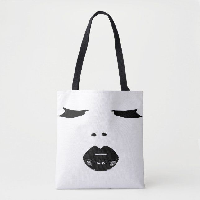 makeup pop art öga lash black lipstick läppar tygkasse (Framsida)