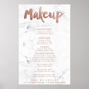 Makeup pris typografi ro guld vit marmor poster