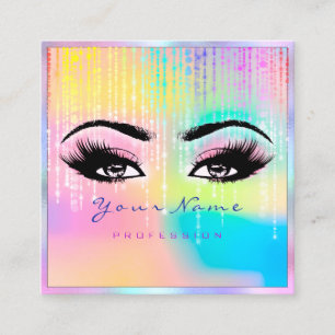 Makeup Rainbow Professionell Eyeash Holograph Rosa Fyrkantigt Visitkort