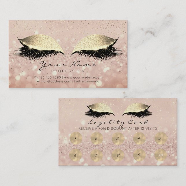 Makeup Ro Golden Lash Extension Loyalty Card10 Lojalitetskort (Fram/baksida)