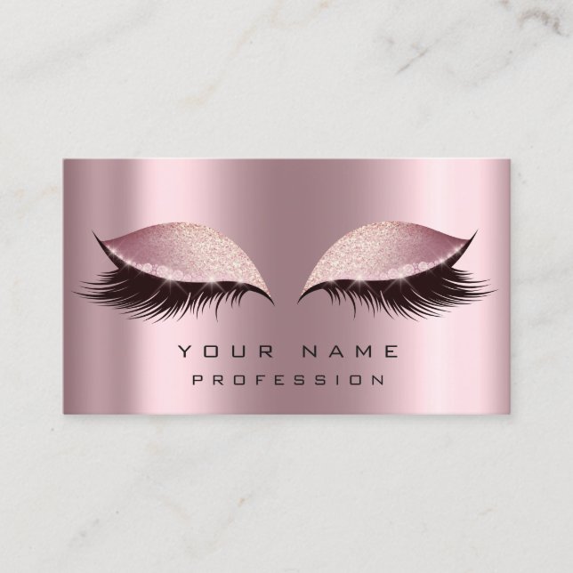 Makeup Ro Rosa Glitter Öga Lash Extension Guld Visitkort (Framsida)