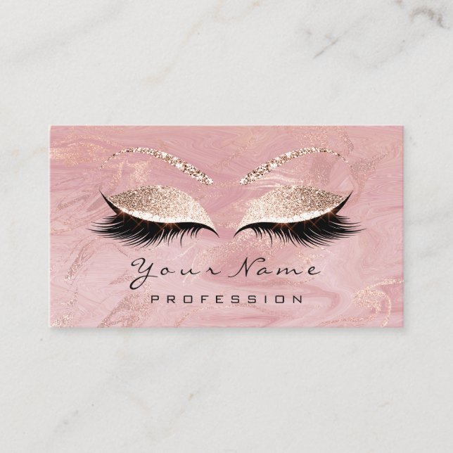 Makeup Rosa Lash Marble Appointett Card Tidsbeställning Kort (Framsida)