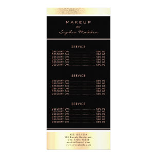 Makeup Salon Guld Ombre Trendig Glitter Black Reklamkort