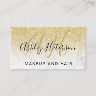 Makeup-skript för marmor chic guld glitter visitkort