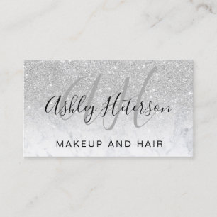 Makeup-skript för marmor silver glitter visitkort
