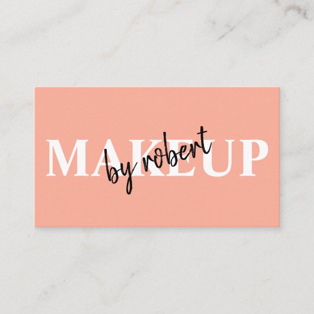 Makeup-skript för  rosa med fetstil namnteckning s visitkort (Framsida)