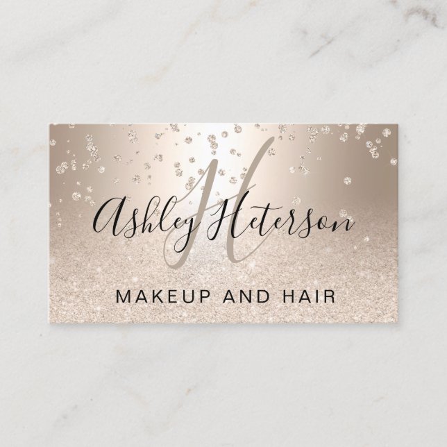 Makeup skrivar metalliskt chic guld- glitter för visitkort (Framsida)