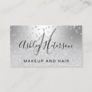 Makeup skrivar metalliskt konfettisilverglitter visitkort