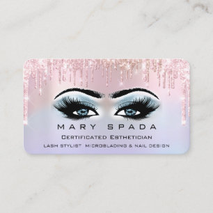 Makeup Smoky Öga Lash Rosa Holographic Drives Visitkort