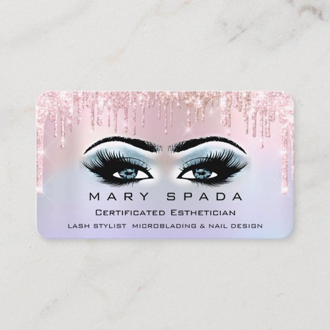 Makeup Smoky Öga Lash Rosa HoloGraphics Drives Visitkort (Framsida)