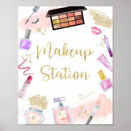 Makeup Station Glitz & Glam Spa Birthday Sign Poster