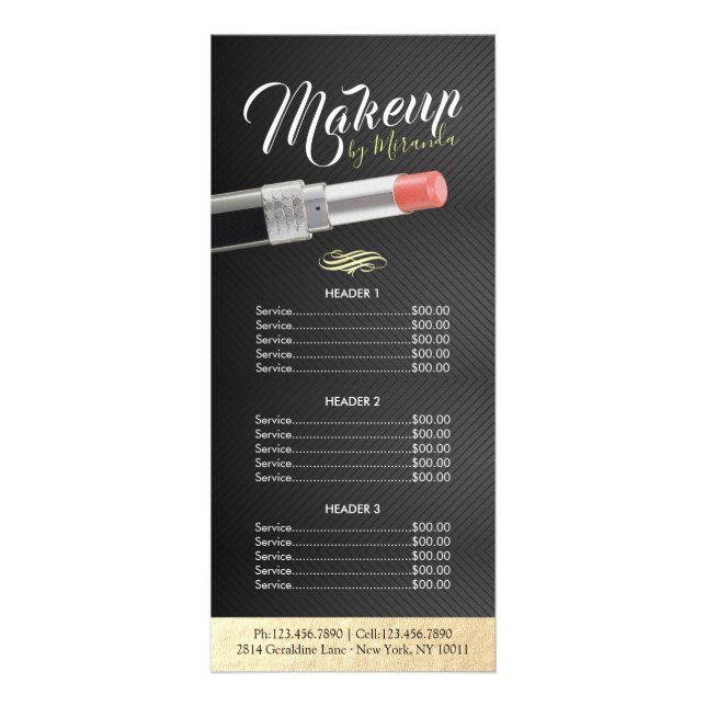 Makeup Stylist Beauty Salon Price Lipstick Reklamkort (Framsidan)