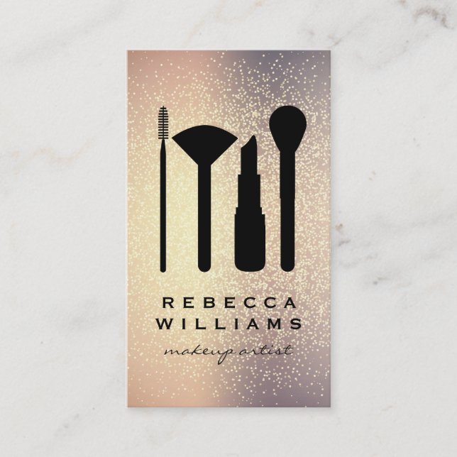 Makeup-uppsättning för Glitter-blandningsbakgrund Visitkort (Framsida)