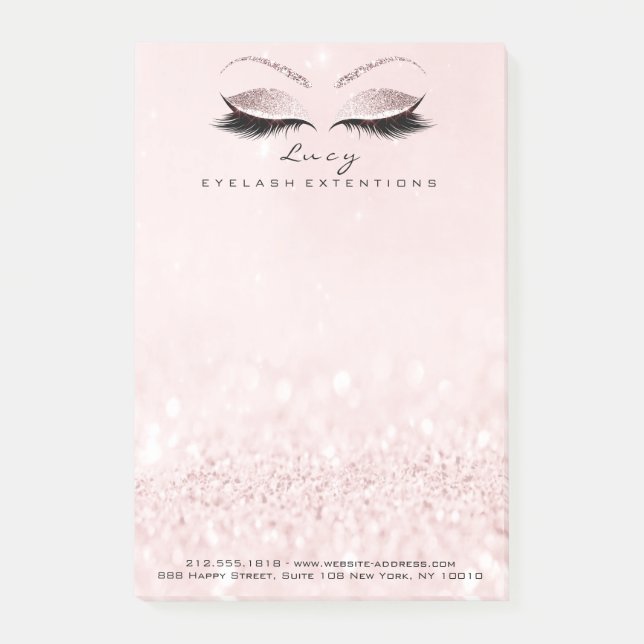 Makeup White Lash Ro Namn Webben Telefon Rosa Post-it Block (Framsida)