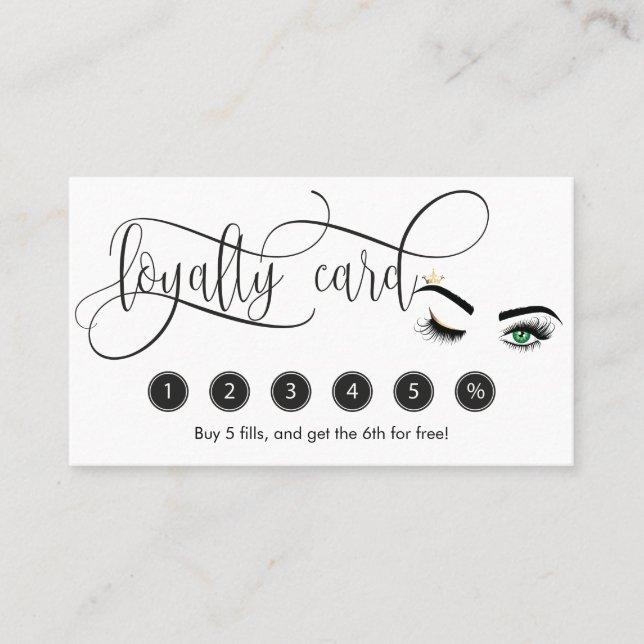 Makeup Wink Öga Grönt Beauty Salon Loyalty Card Visitkort (Framsida)