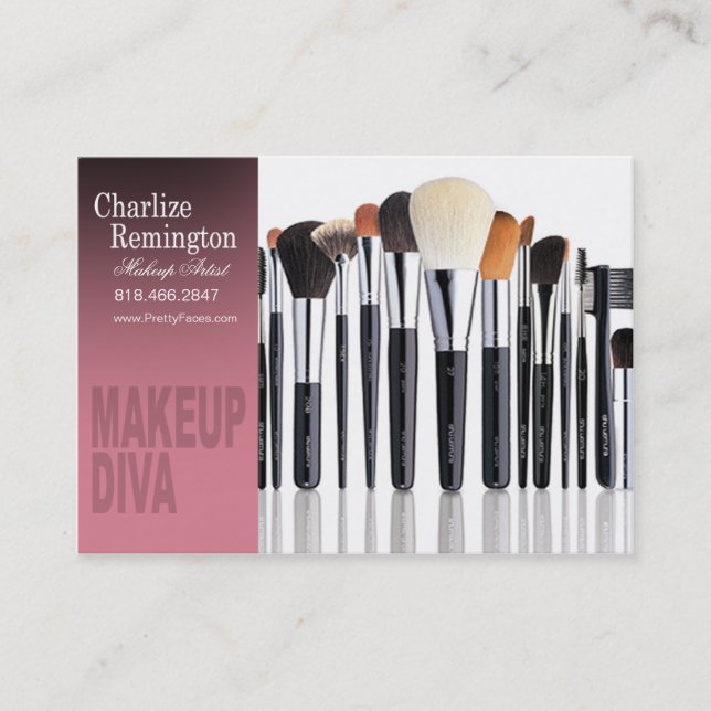 Makeupdivaen borstar - visitkort (Framsida)