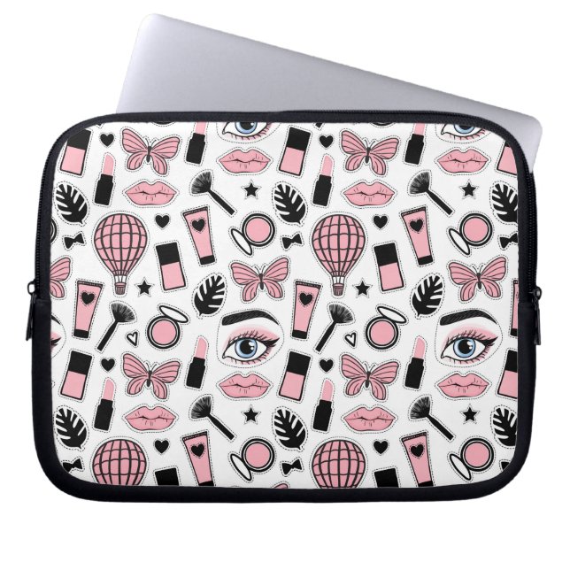 Makeupklistermärkemönster Laptop Fodral (Framsidan)