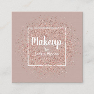 Makeupkonstnär med simulerade rosa guld- fyrkantigt visitkort