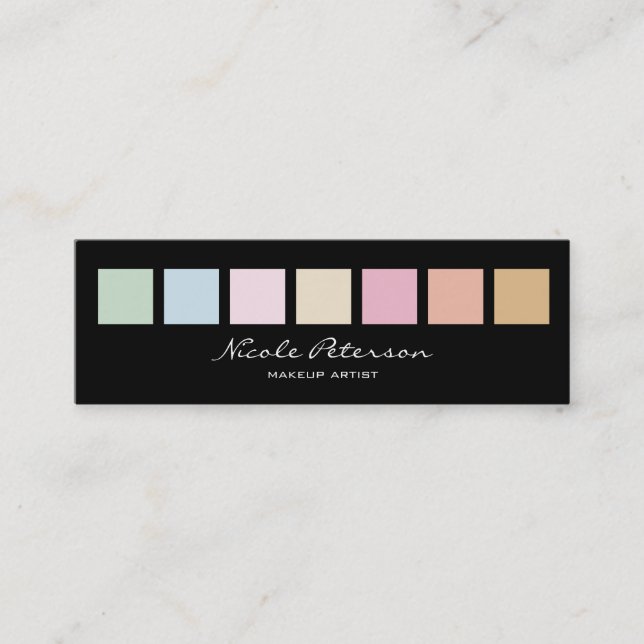 makeupkonstnär - moderna fina pastellfärger mini visitkort (Framsida)