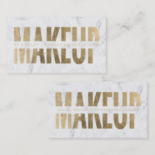 Makeupkonstnären klippte ut guld- typografimarmor visitkort