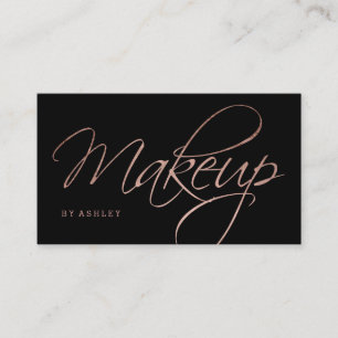 Makeupkonstnären skrivar rosa guld- typografisvar visitkort