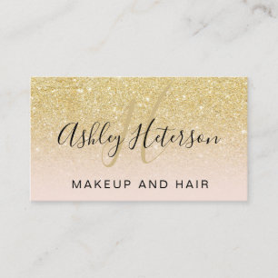 Makeupmonogramen skrivar chic guld- glitterrodnad visitkort