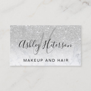 Makeupmonogramen skrivar marmorsilverglitter visitkort
