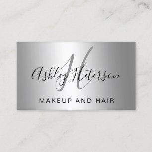 Makeupmonogramen skrivar metalliskt silver visitkort
