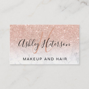 Makeupmonogramen skrivar rosa guld- glitter för visitkort