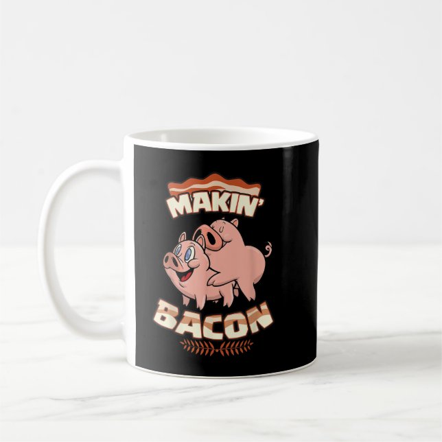 Makin'Bacon T-shirt, Gris, Funny Meatarian, Zany Kaffemugg (Vänster)