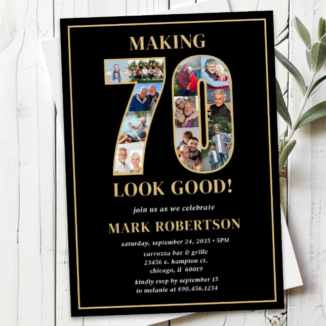 Making 70 Look Good Photo Birthday Inbjudningar (Skapare uppladdad)