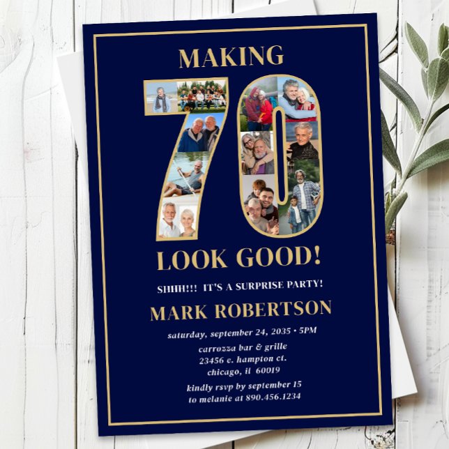 Making 70 Look Good Photo Surprise Birthday Inbjudningar (Skapare uppladdad)