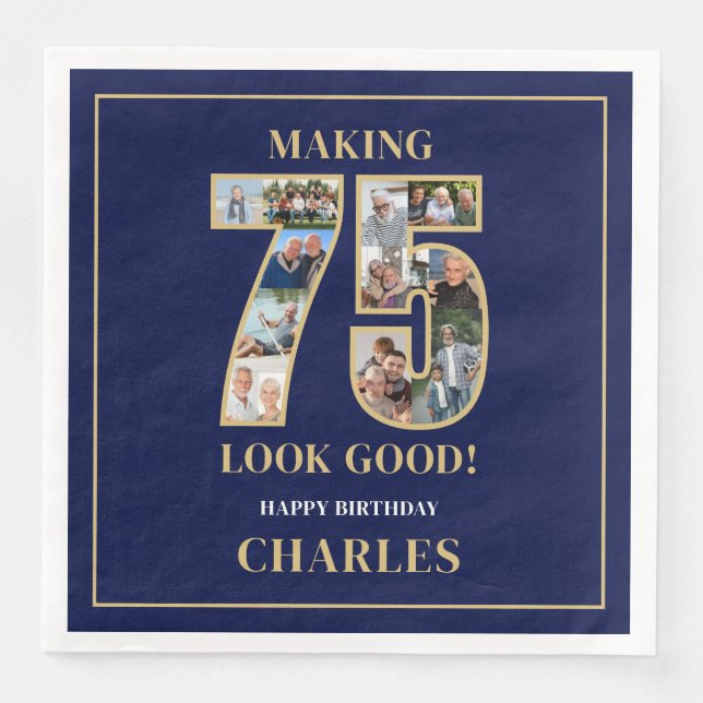 Making 75 Look Good Foto Collage 75-årsdag Pappersservett (Framsida)