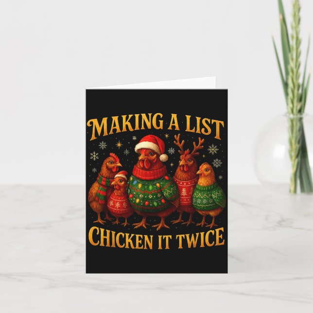 Making A List Chicken It Twice Funny Christmas  Kort (Framsida)