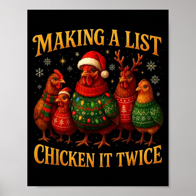 Making A List Chicken It Twice Funny Christmas  Poster (Framsidan)