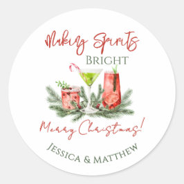 Making Spirits Bright Anpassade Julpar Holiday Runt Klistermärke