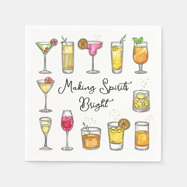 Making Spirits Bright Christmas Cocktail Pappersservett (Framsidan)