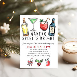 Making Spirits Bright Christmas Cocktail Party Inbjudningar