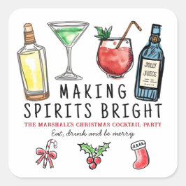 Making Spirits Bright Drycker Jul Cocktail Fyrkantigt Klistermärke