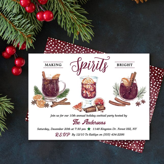 Making Spirits Bright | Holiday Cocktail Party Inbjudningar (Skapare uppladdad)